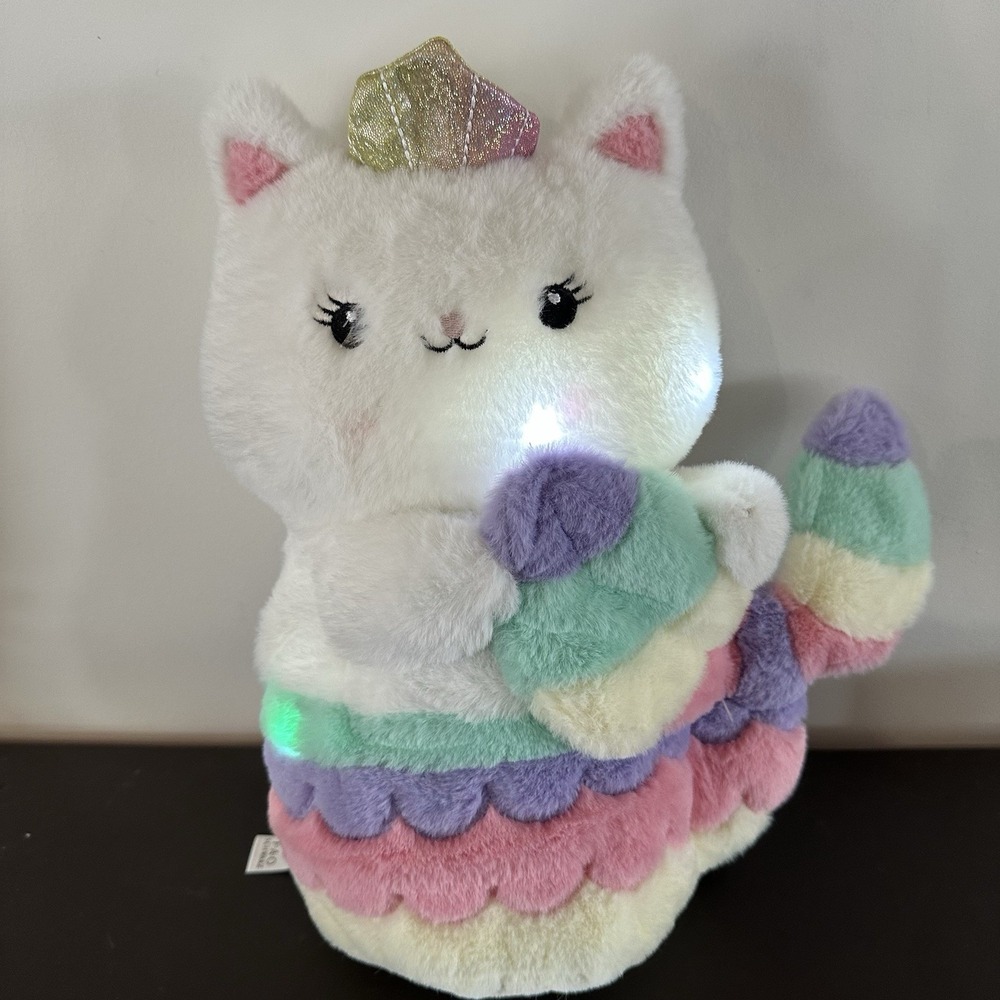 FAO Schwarz Glow Brights Meowmaid Mermaid White Kitten Plush with Lights & Sound